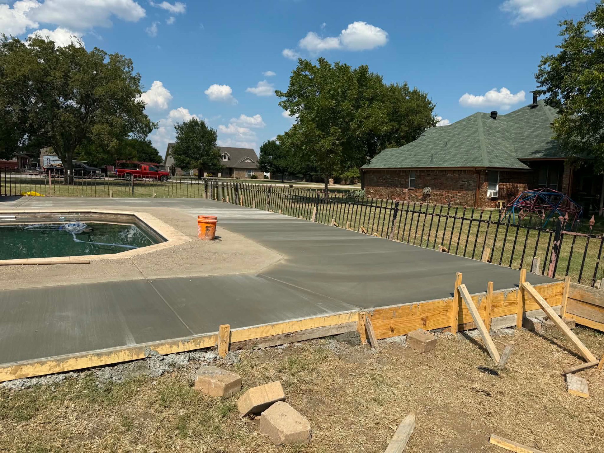 Recent concrete driveway pour in Fort Worth